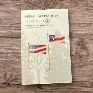 Dept. 56 Christmas Snow Village Accessory - Long May She Wave -Set of 2 Flags